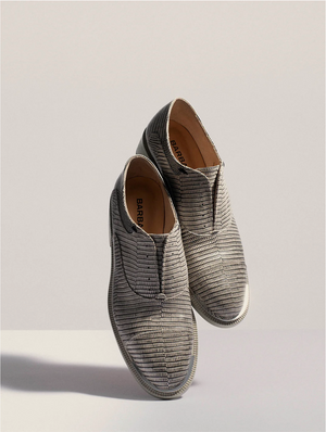 Lizard embossed leather oxfords