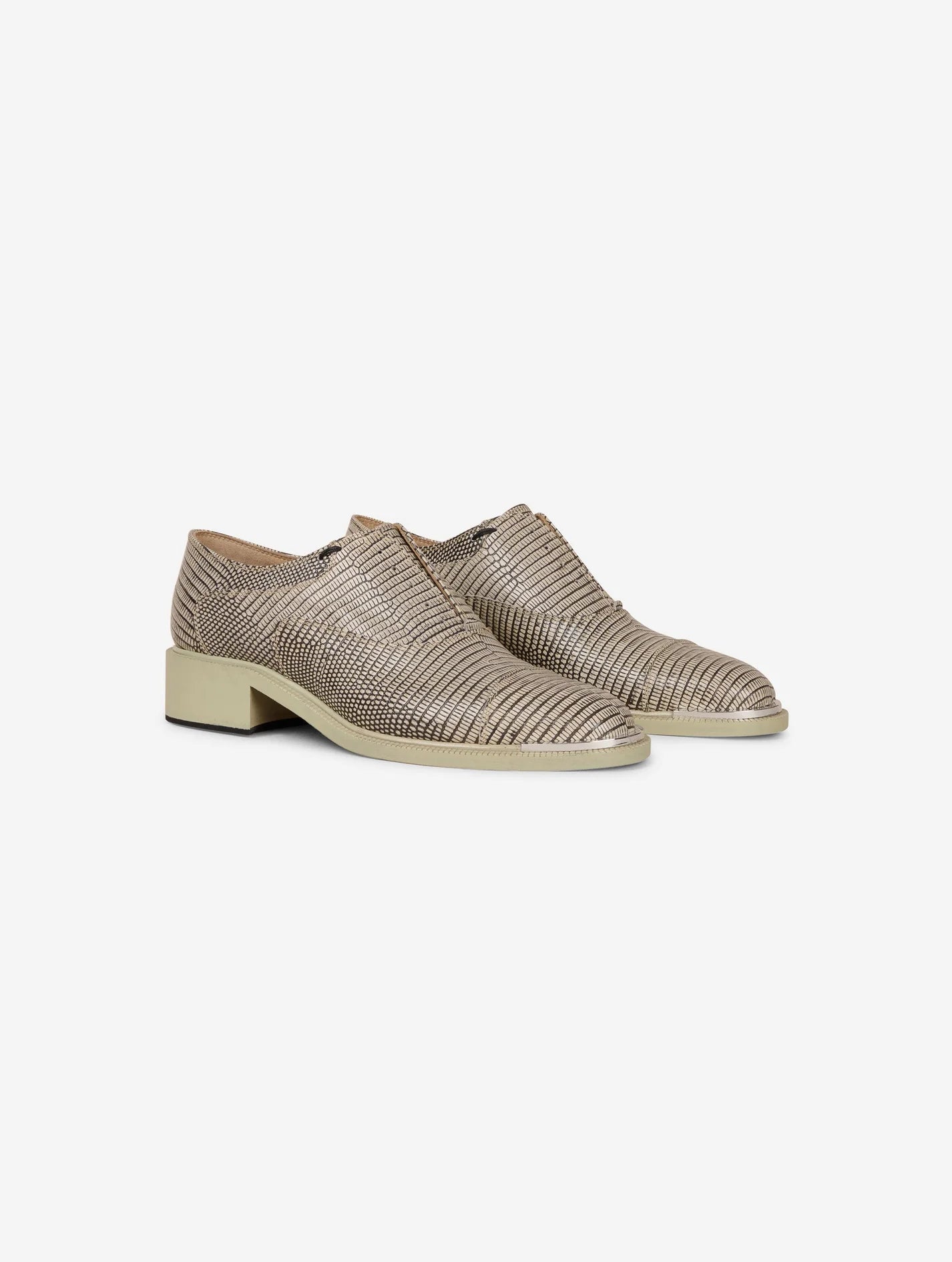 Lizard embossed leather oxfords