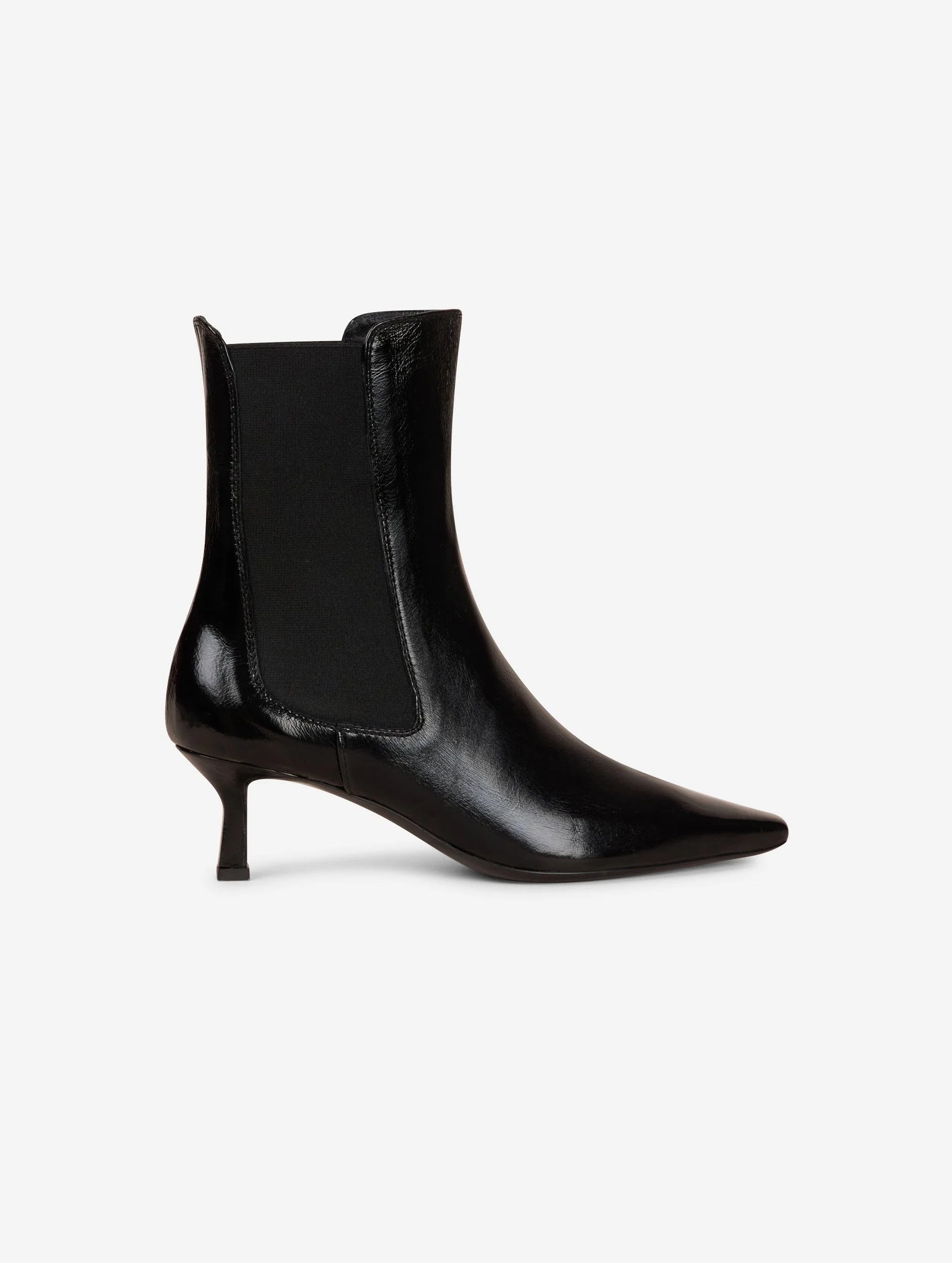 Elasticated black leather ankle boots