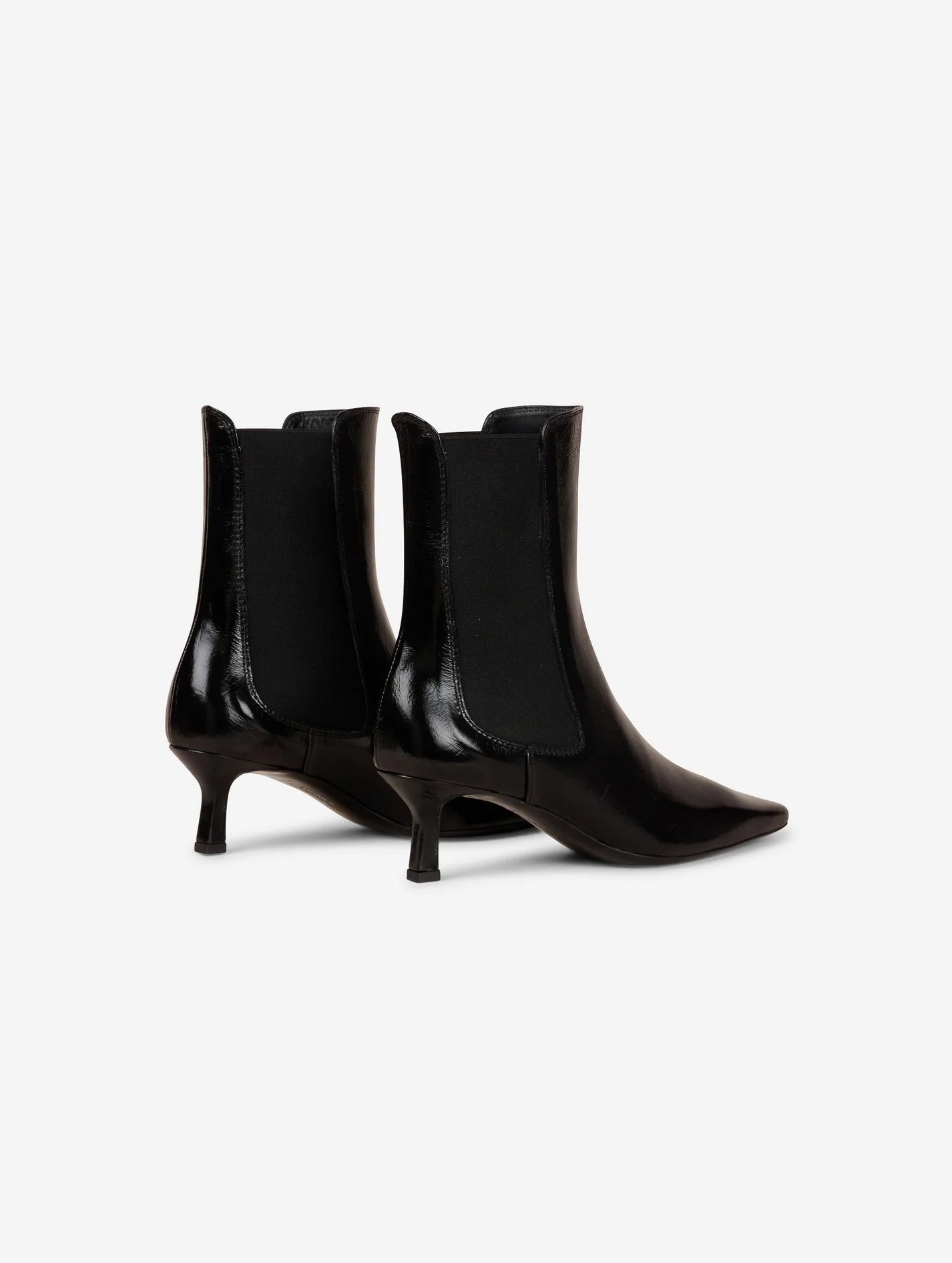 Elasticated black leather ankle boots