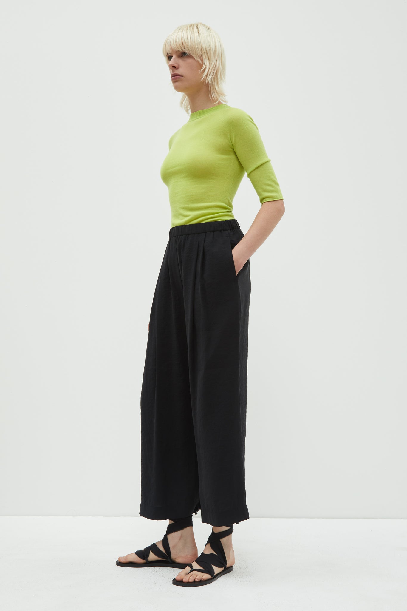 Pima, wide leg pants, Black