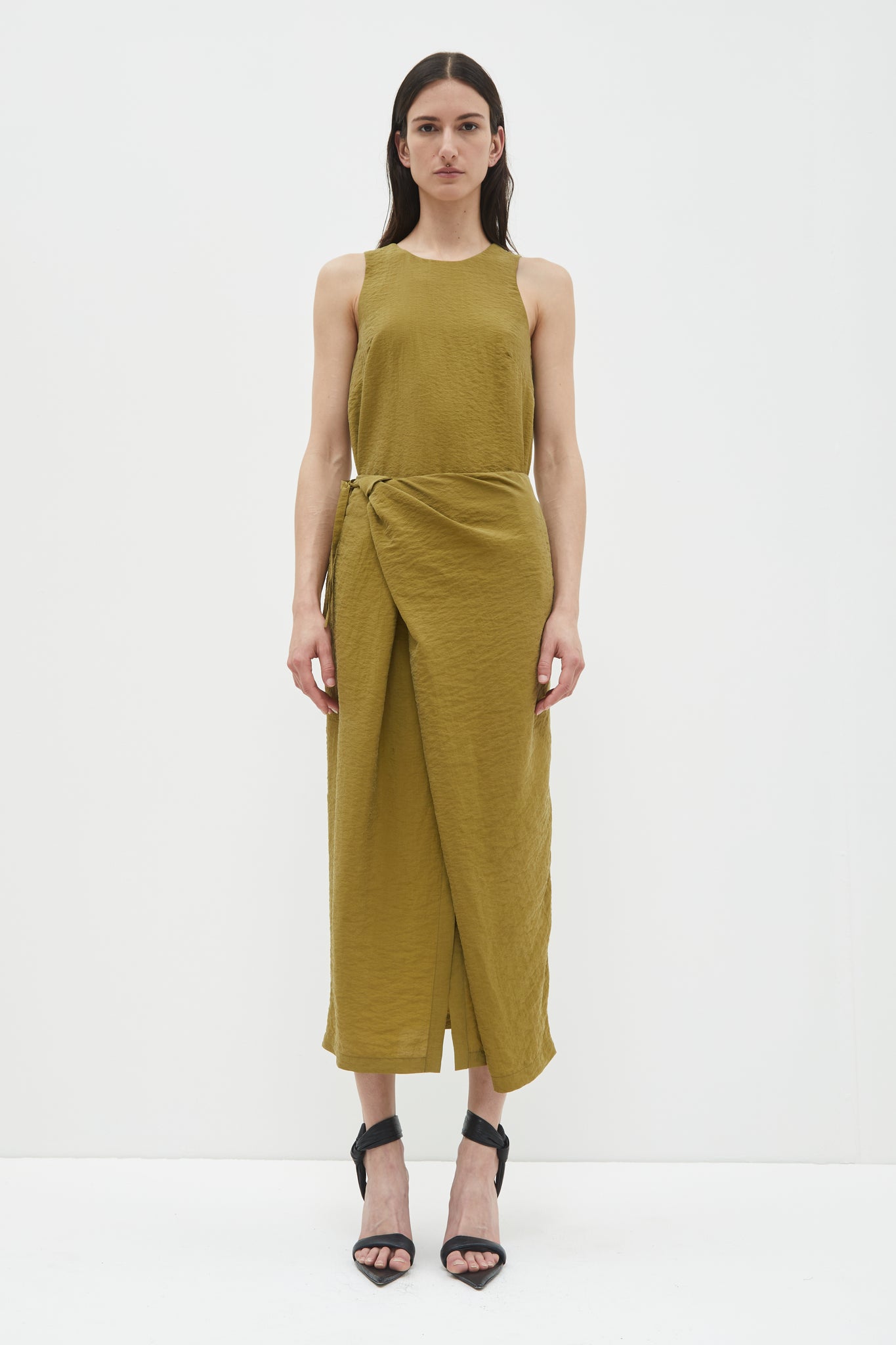 Sade wrap skirt w knot, Khaki