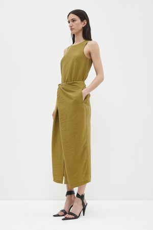 Sade wrap skirt w knot, Khaki