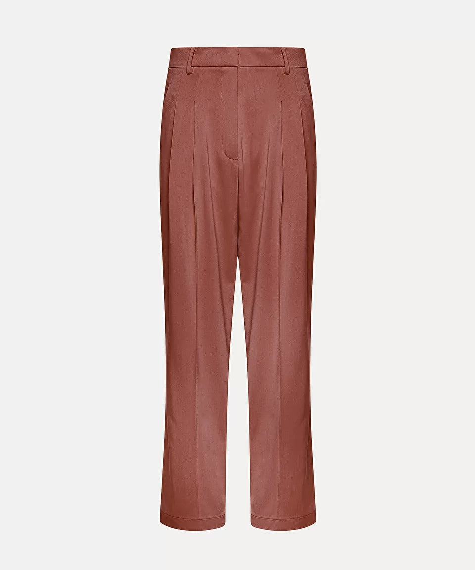 pleated trousers in viscose and wool twill