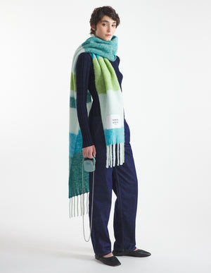 Alpaca stripe scarf, freshwater