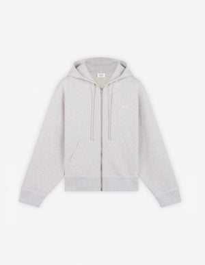 Baby fox patch zipped hoodie, light grey mélange