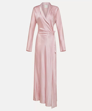 wrap dress in silk satin