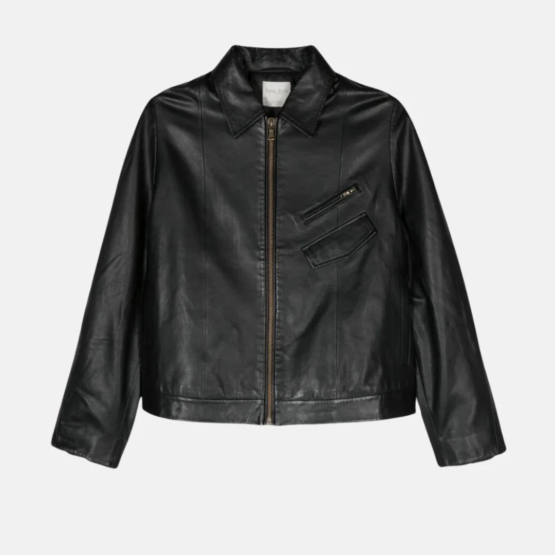 nappa leather biker jacket (black)