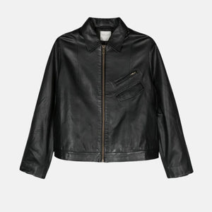 nappa leather biker jacket (black)