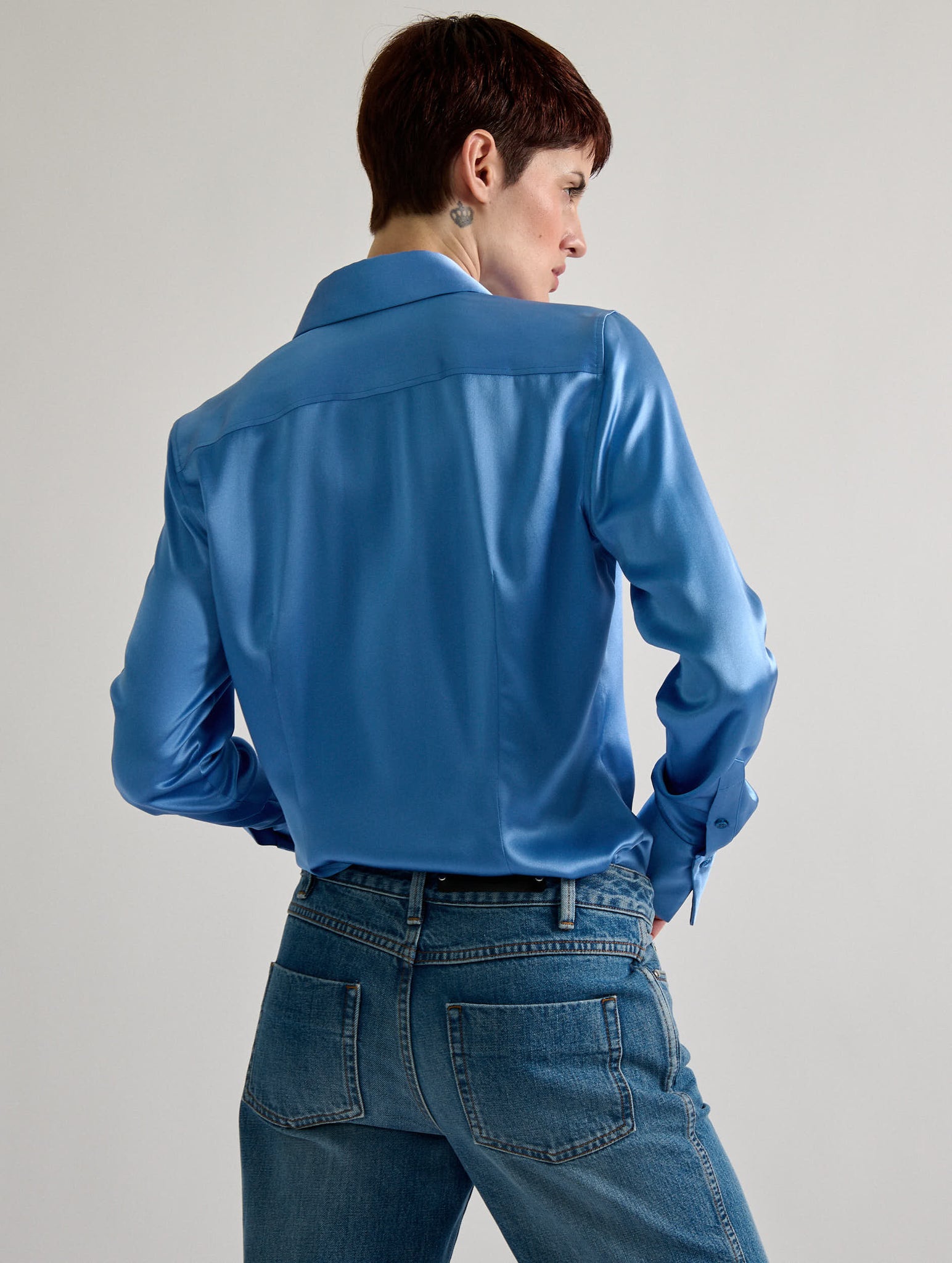 Blue silk blouse, BB