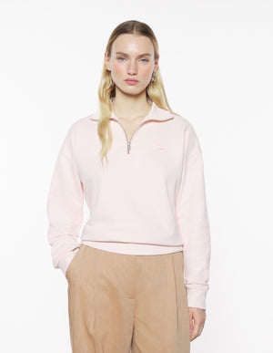 Baby fox patch half zip sweat, Rosewater