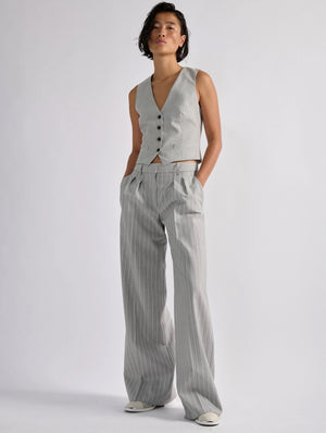 Grey tennis stripe low rise trousers