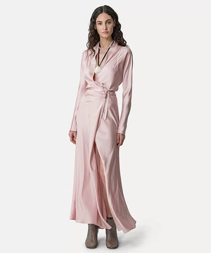 wrap dress in silk satin