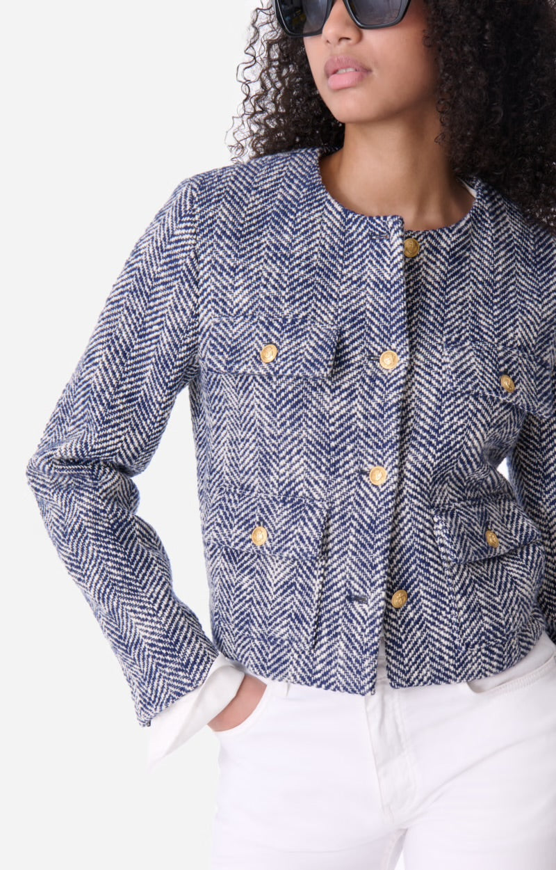 Deana short jacket blue/white