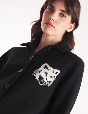 Fox head intarsia cardigan