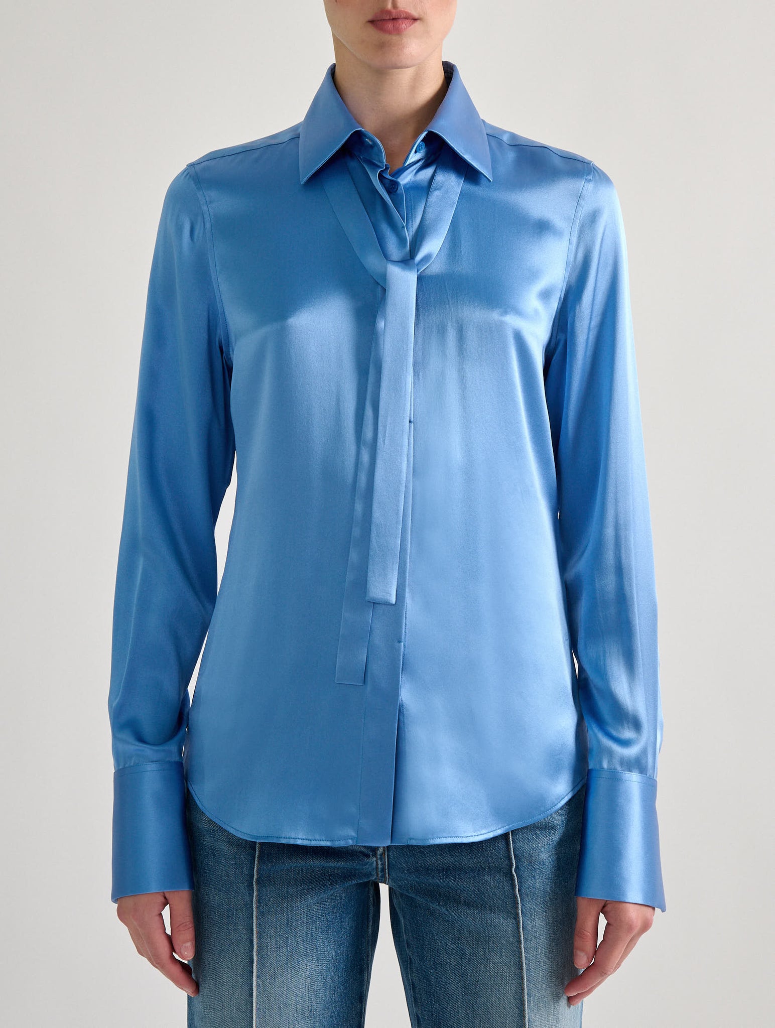 Blue silk blouse, BB