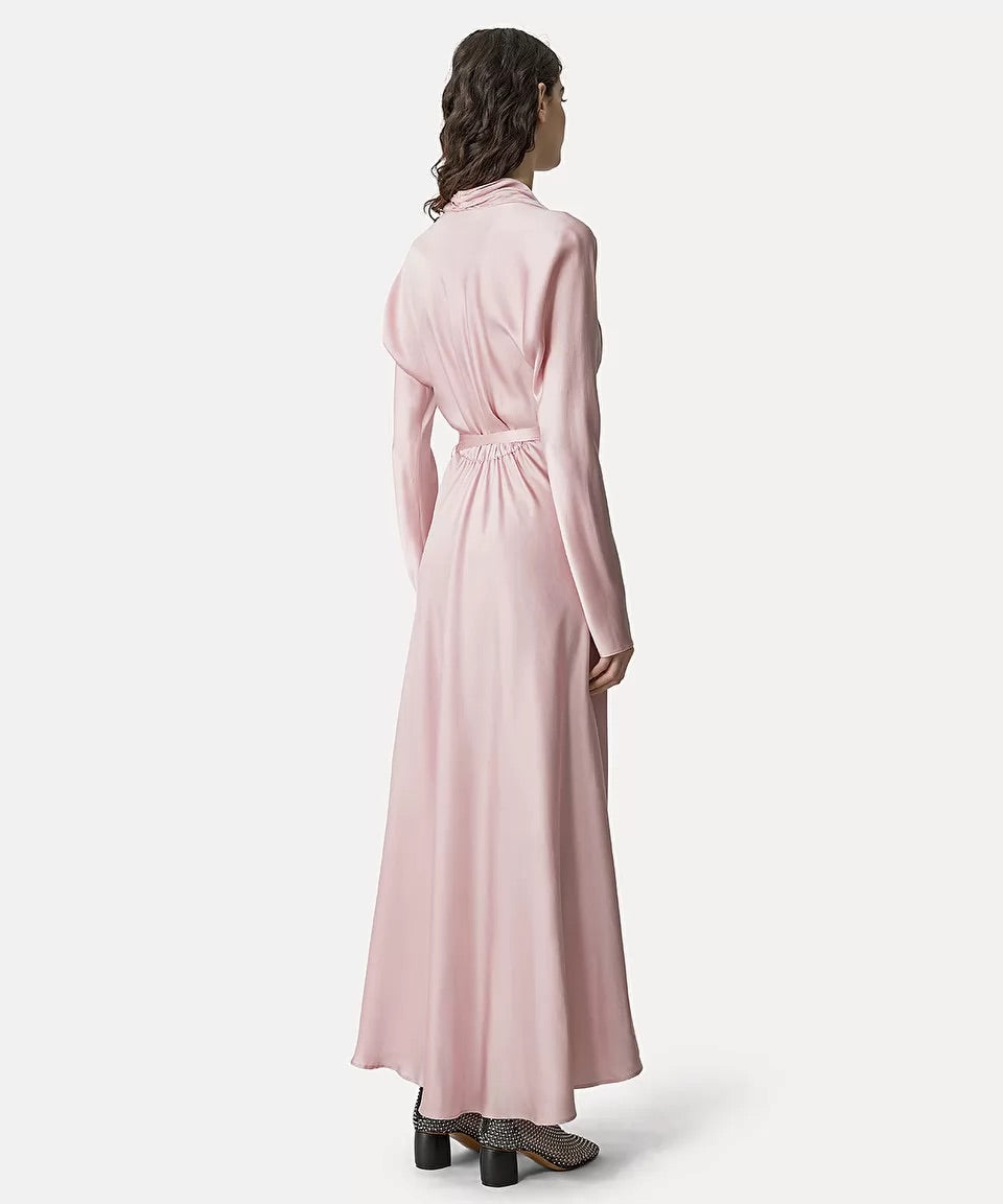 wrap dress in silk satin