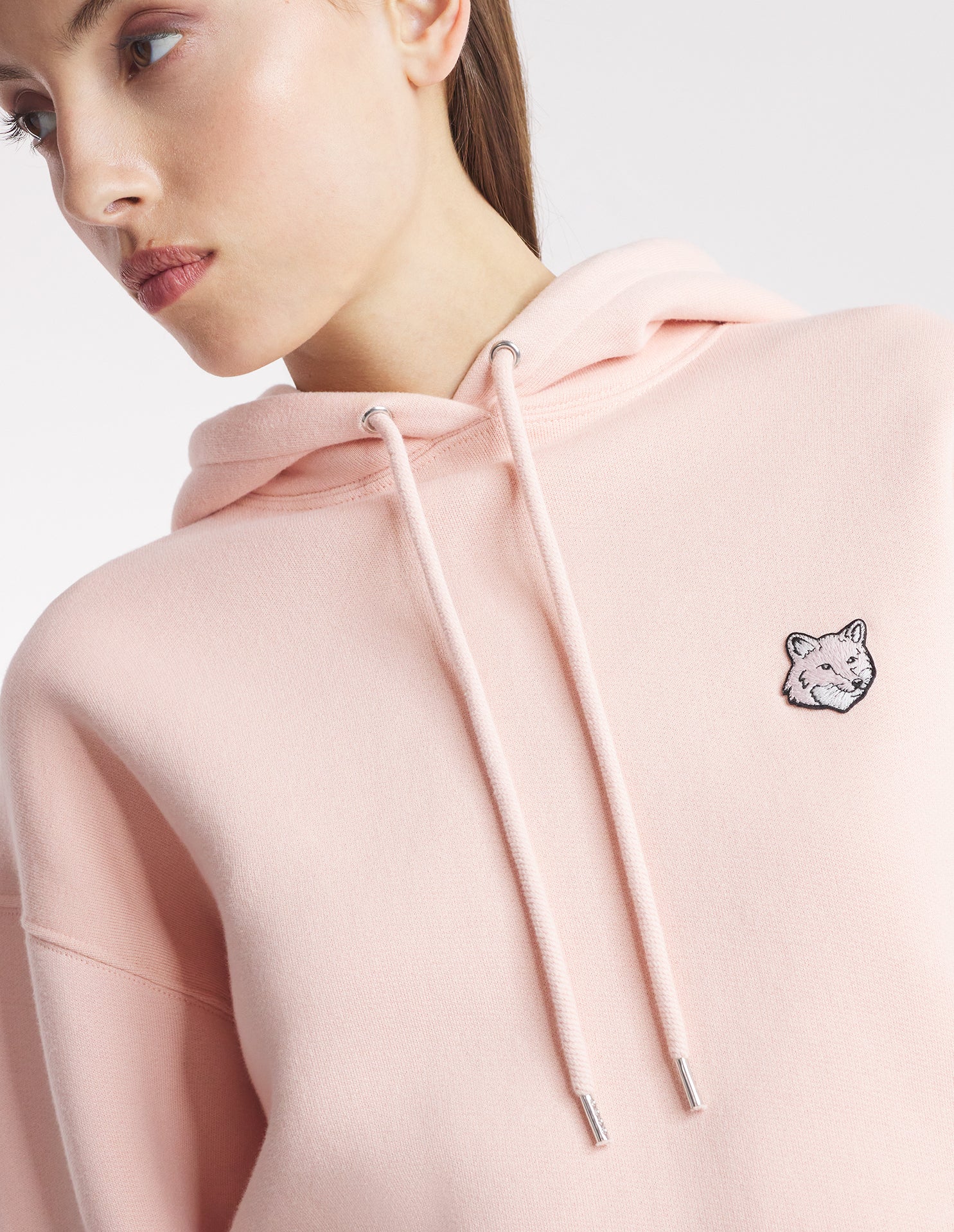 Bold fox head, comfort hoodie, Pasture Rose