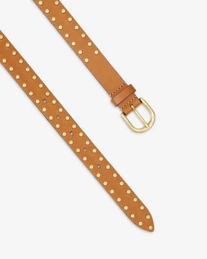 Zap belt, gold stud, natural