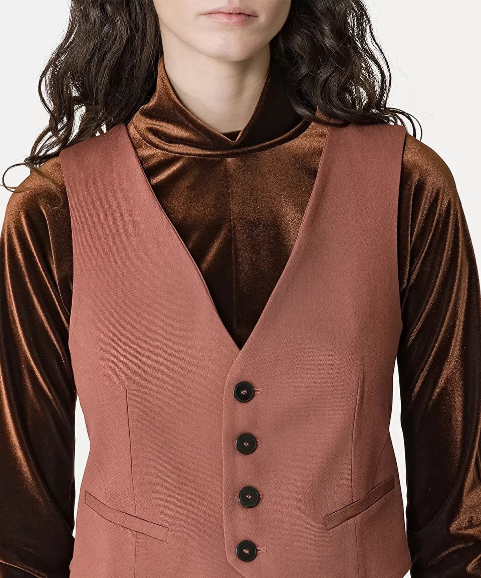 waistcoat in viscose and wool twill