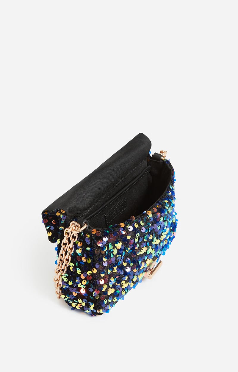 Moon handbag, multico sequins