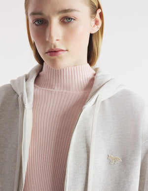 Baby fox patch zipped hoodie, light grey mélange