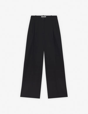 Double pleated pants, black