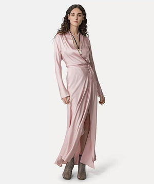 wrap dress in silk satin