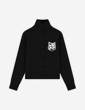 Fox head intarsia cardigan