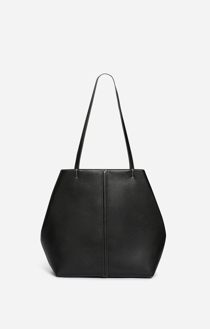 Large leather tote bag, Black