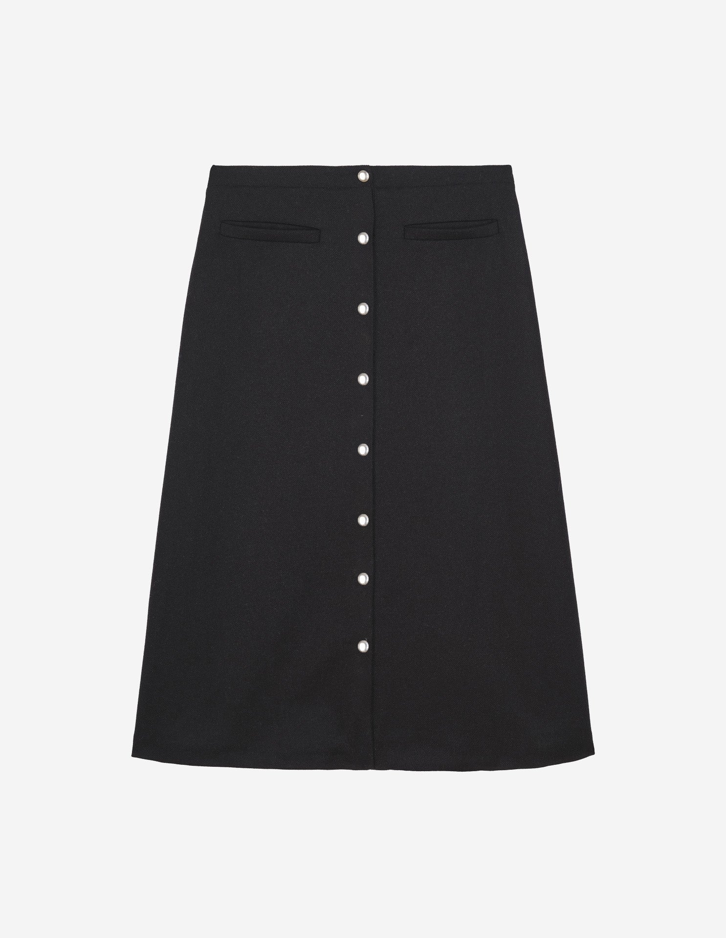 Snaps midi skirt, black