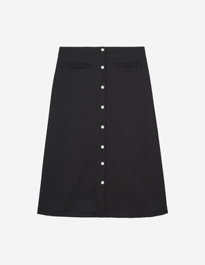 Snaps midi skirt, black