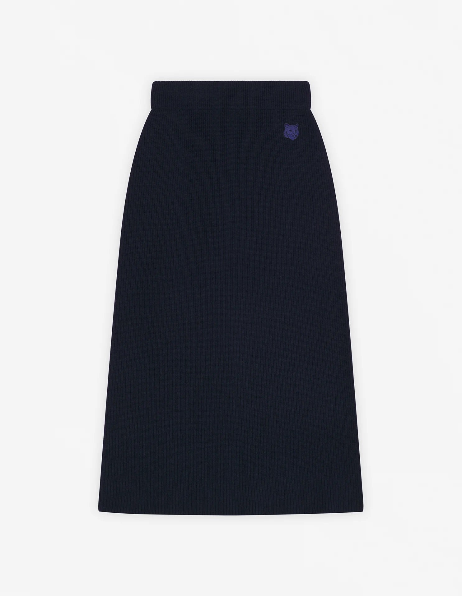 Bold fox long ribbed skirt, ink blue