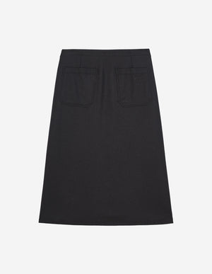 Snaps midi skirt, black