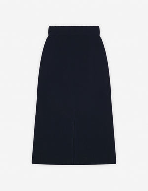 Bold fox long ribbed skirt, ink blue